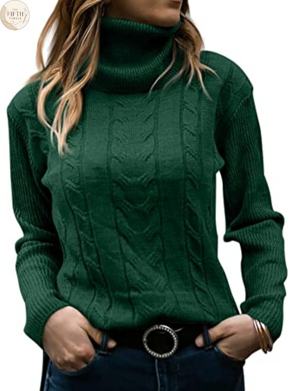 Womens Turtleneck Long Sleeve Cable Knit Pullover Sweater Slim Fit